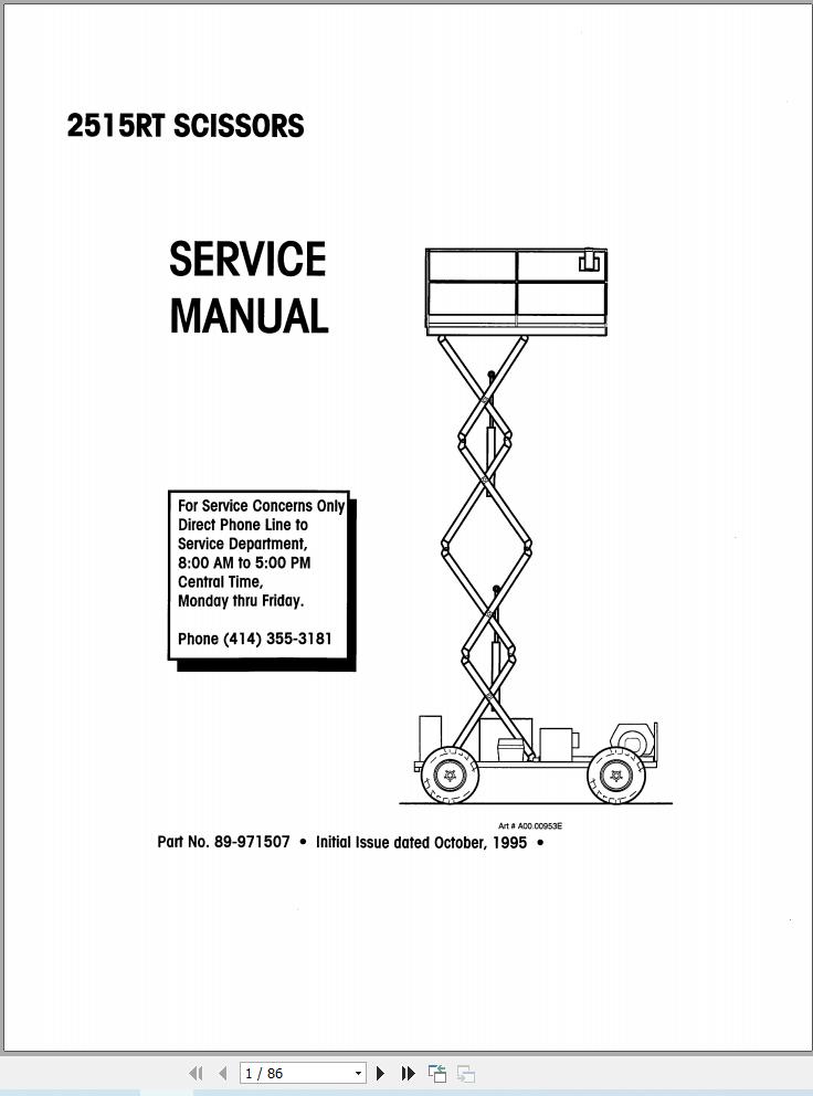 Simon Scissor Lift 2515RT Service Manual 89 971507 (1)