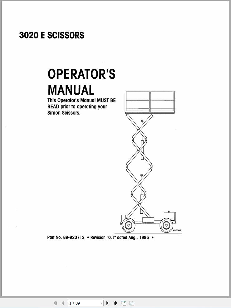Simon Scissor Lift 3020E Operators Manual 89 923712 (1)