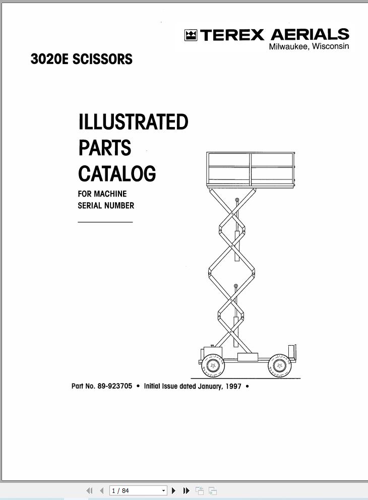 Simon Scissor Lift 3020E Parts Manual 89 923705 (1)