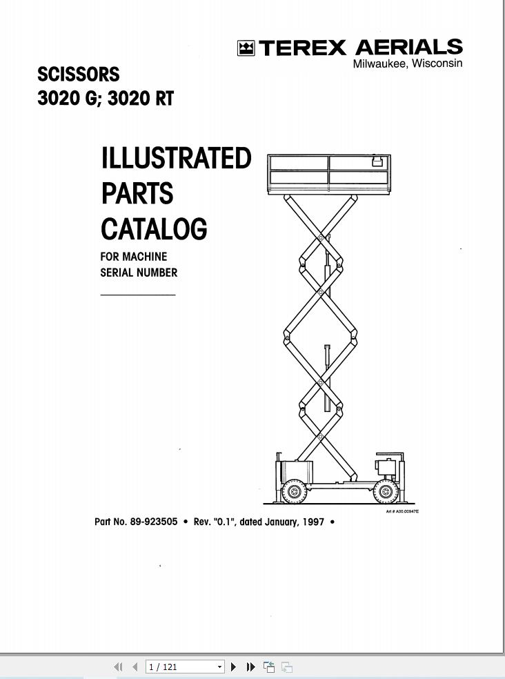 Simon Scissor Lift 3020G 3020RT Parts Manual 89 923505 (1)