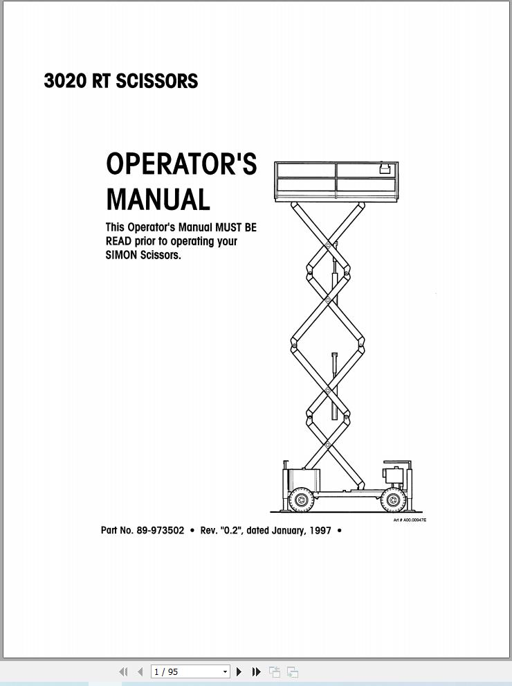 Simon Scissor Lift 3020RT Operators Manual 89 973502 (1)