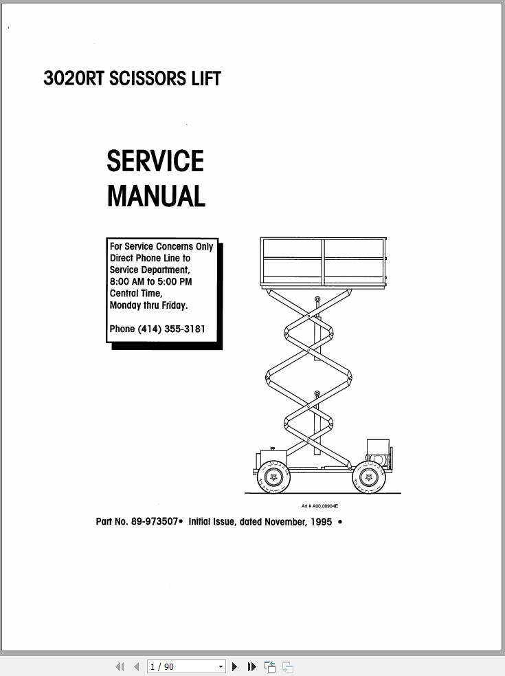 Simon Scissor Lift 3020RT Service Manual 89 973507 (1)