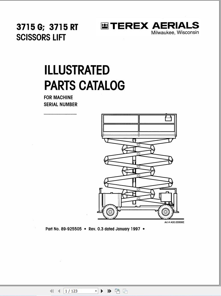 Simon Scissor Lift 3715G 3715RT Parts Manual 89 925505 (1)