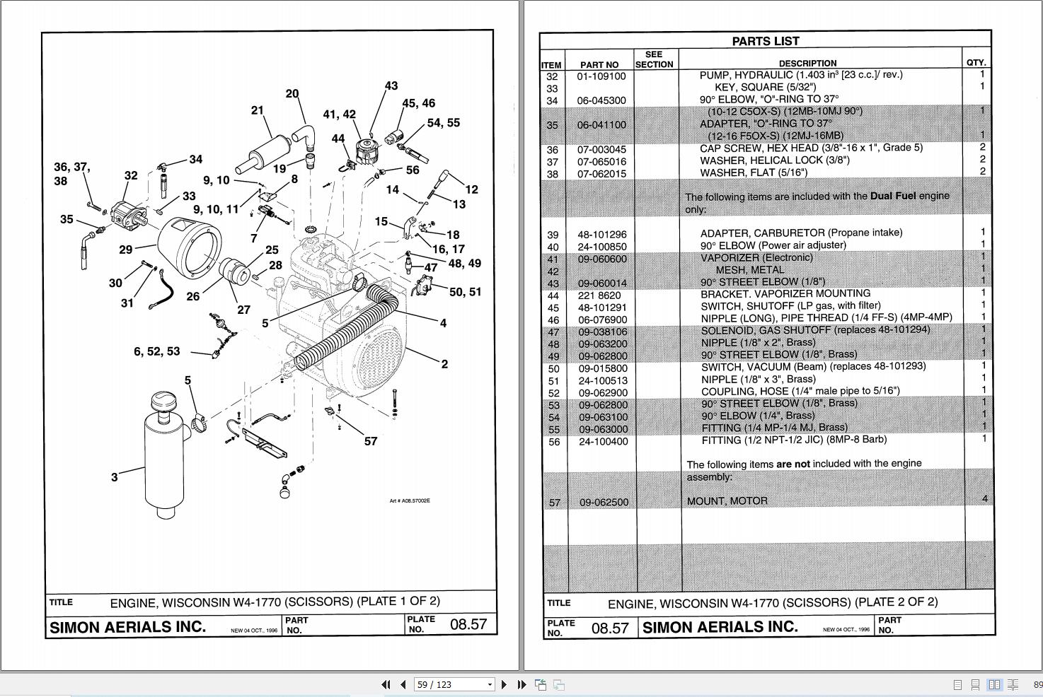 Simon Scissor Lift 3715G 3715RT Parts Manual 89 925505 (2)