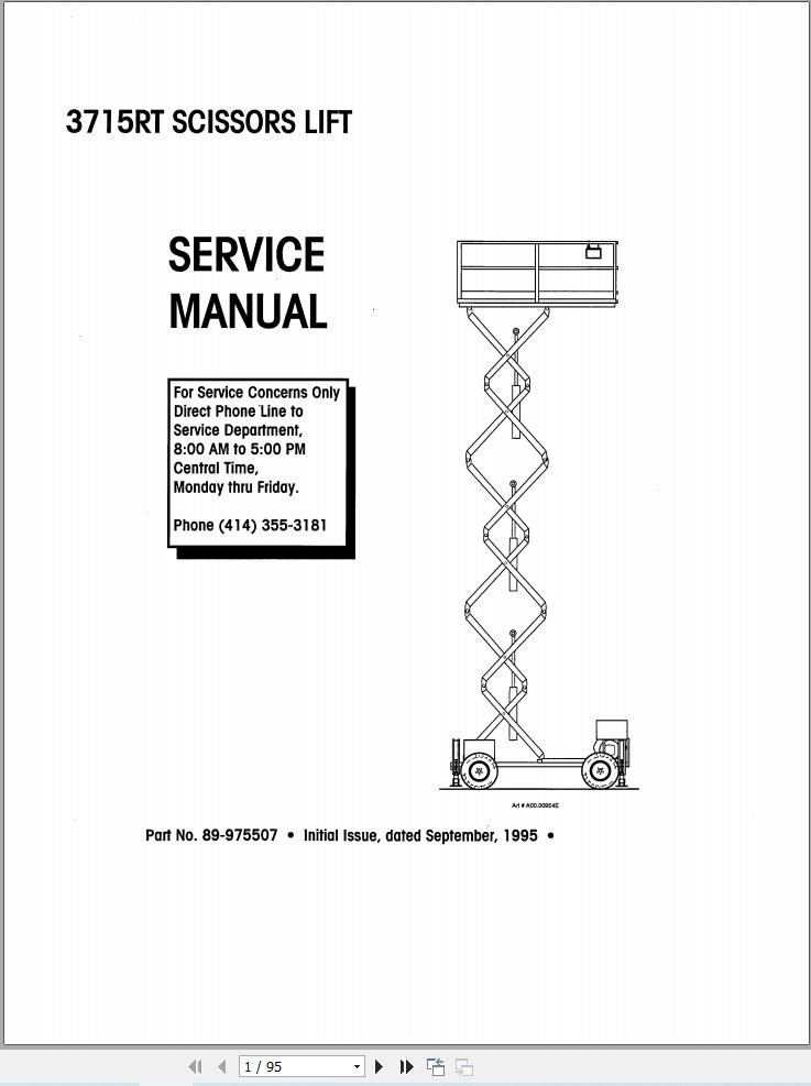 Simon Scissor Lift 3715RT Service Manual 89 975507 (1)