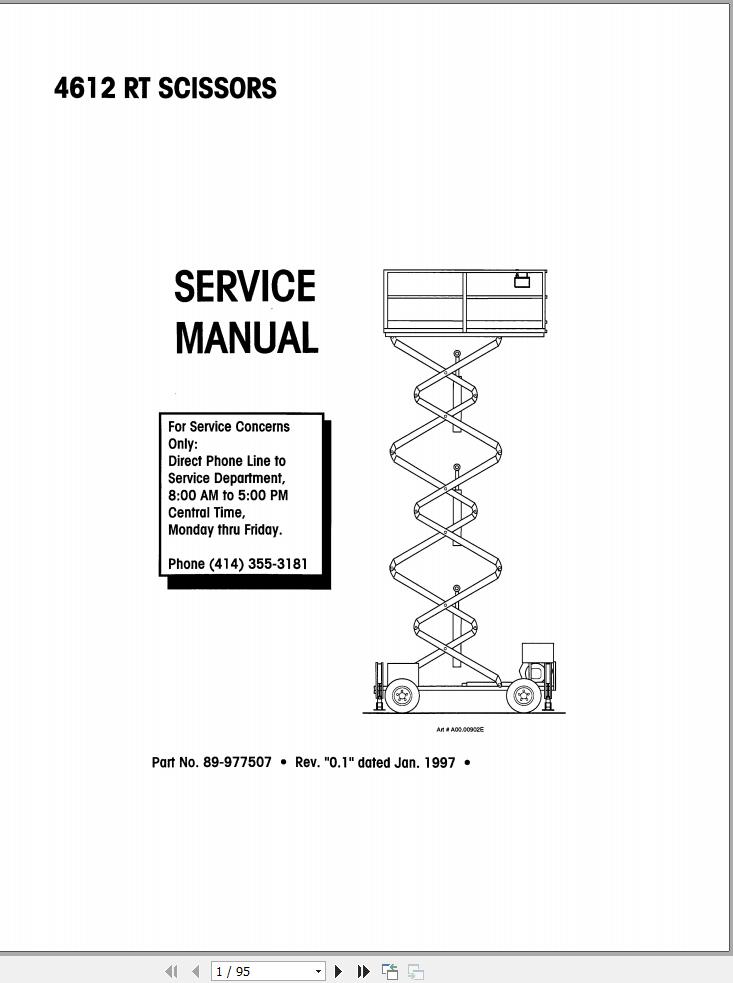 Simon Scissor Lift 4612RT Service Manual 89 977507 (1)