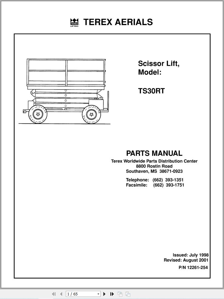 Simon Scissor Lift TS30RT Parts Manual 12261 254 (1)