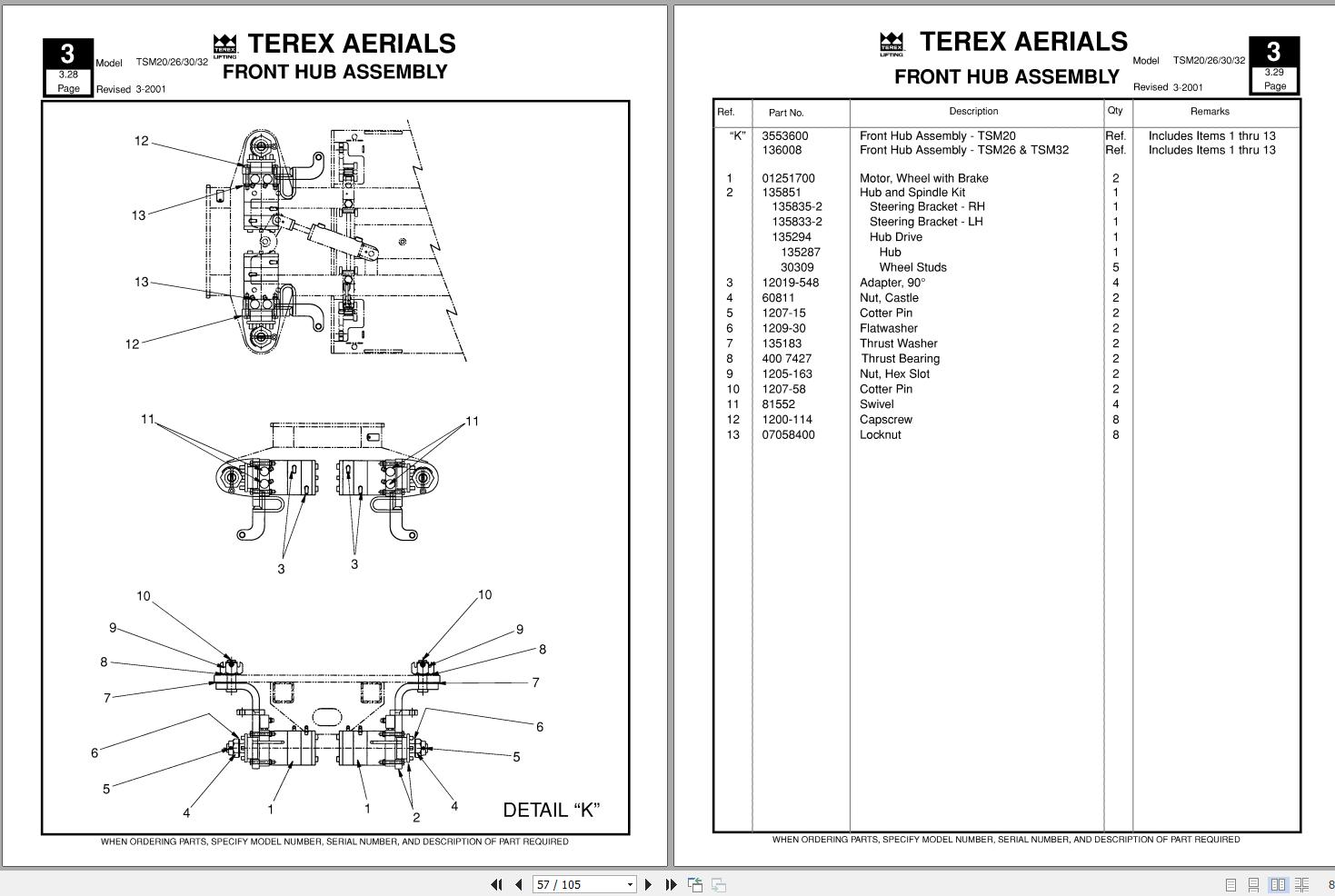Simon Scissor Lift TSM20 TSM26 TSM30 TSM32 Parts Service Manual 12261 249 (2)