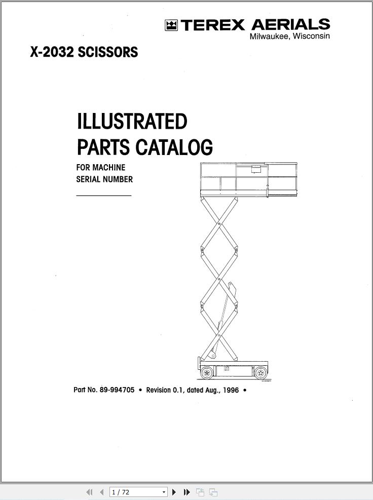 Simon Scissor Lift X 2032 Parts Manual 89 994705 (1)