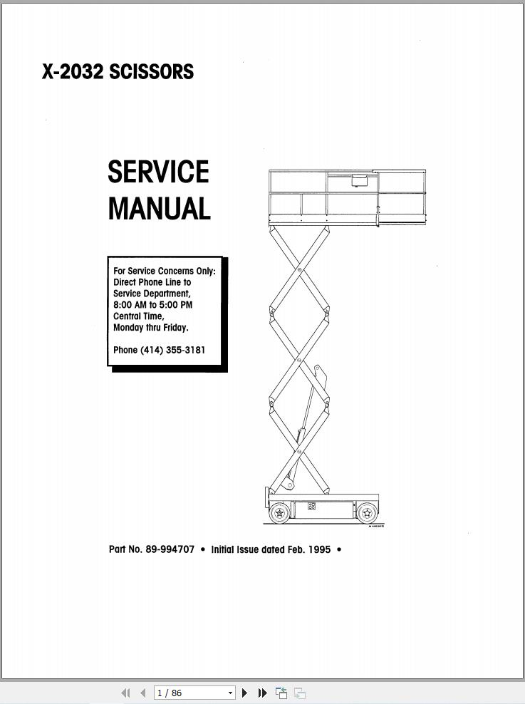 Simon Scissor Lift X 2032 Service Manual 89 994707 (1)