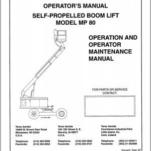 Simon Self Propelled Boom Lift MP80 Operators Maintenance Manual 89 180502 (1)