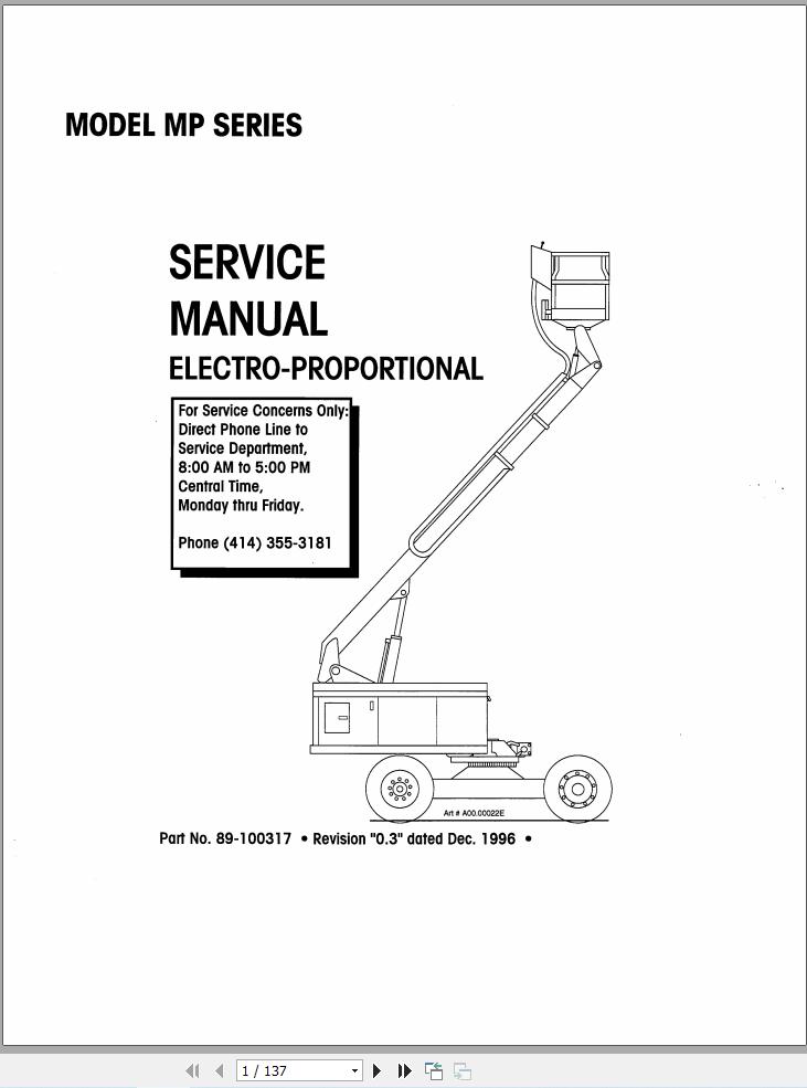 Simon Self Propelled Boom MP Series Service Manual 89 100317 (1)