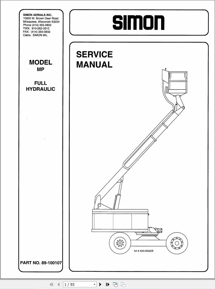 Simon Self Propelled Boom MP Service Manual 89 100107 (1)