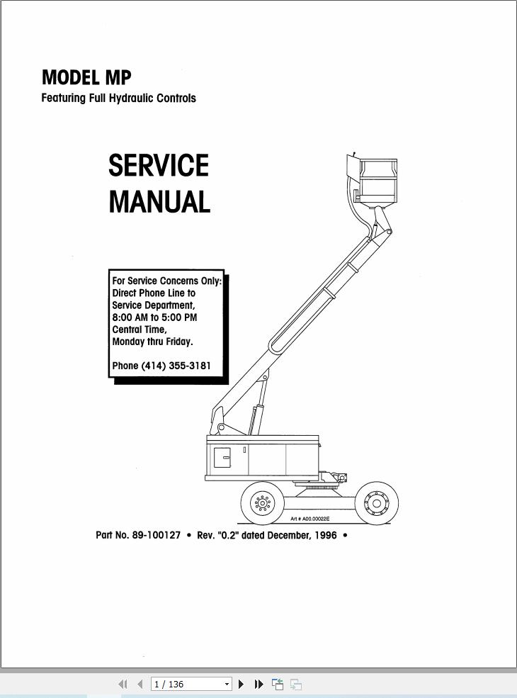 Simon Self Propelled Boom MP Service Manual 89 100127 (1)
