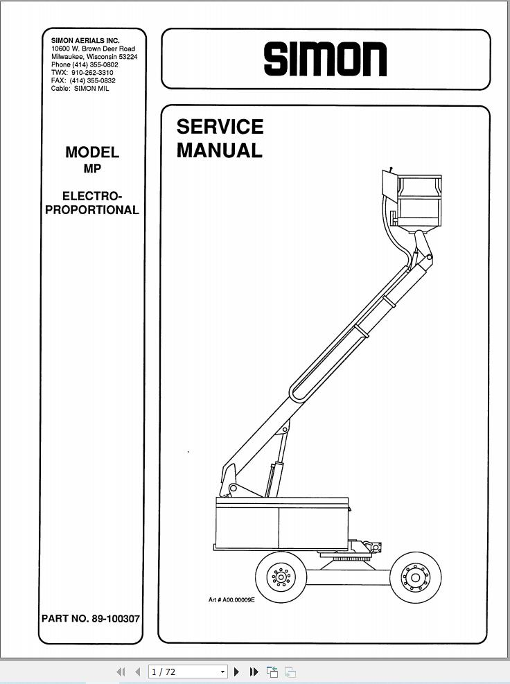 Simon Self Propelled Boom MP Service Manual 89 100307 (1)