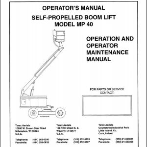 Simon Self Propelled Boom MP40 Operator Maintenance Manual 89 140502 (1)