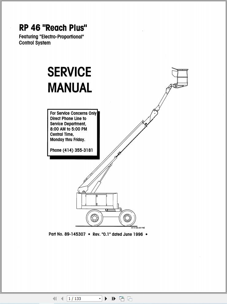 Simon Self Propelled Boom RP46 Reach Plus Service Manual 89 145307 (1)