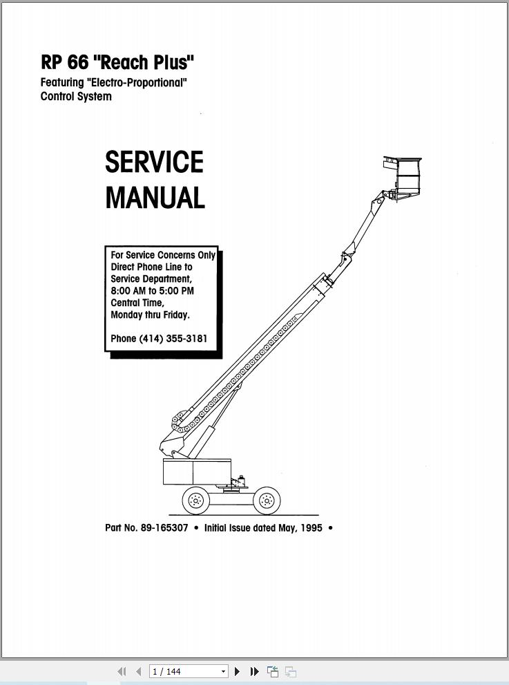 Simon Self Propelled Boom RP66 Reach Plus Service Manual 89 165307 (1)