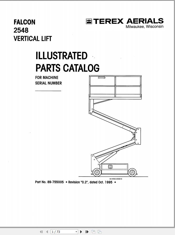 Simon Vertical Lift FALCON 2548 Parts Manual 89 755005 (1)
