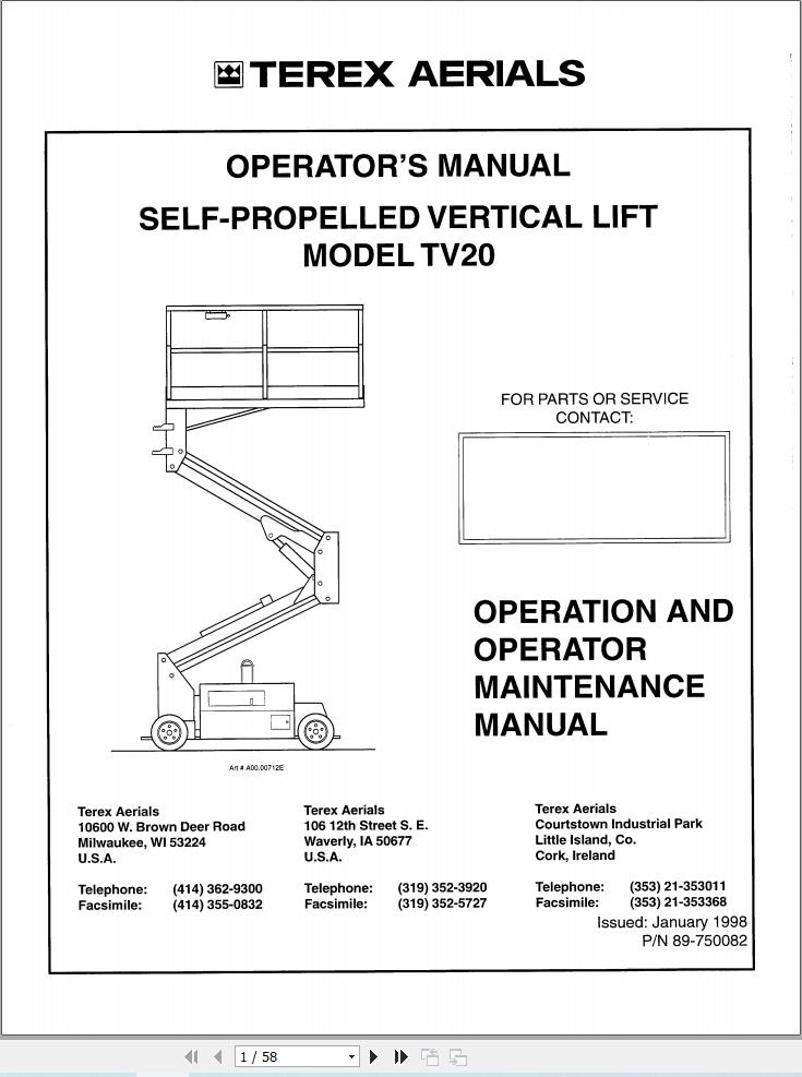 Simon Vertical Lift TV20 Operators Manual 89 750082 (1)