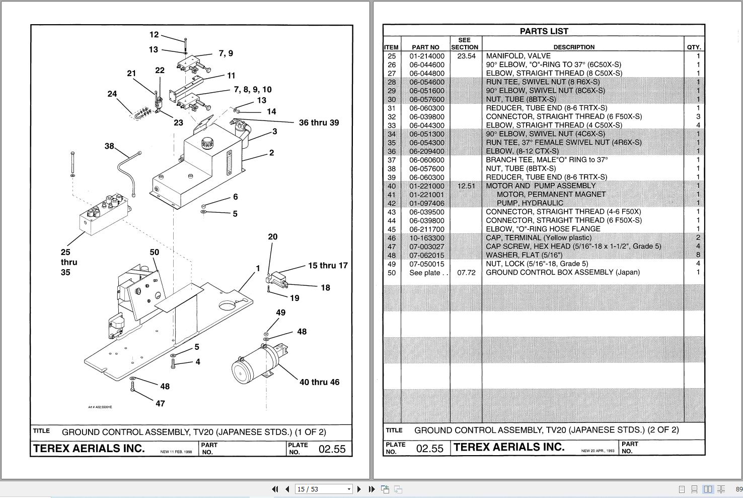 Simon Vertical Lift TV20 Parts Manual 89 750085 (2)