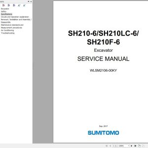 Sumitomo Excavator SH210 6 SH210LC 6 SH210F 6 Service Manual WLSM2106 00KY 1