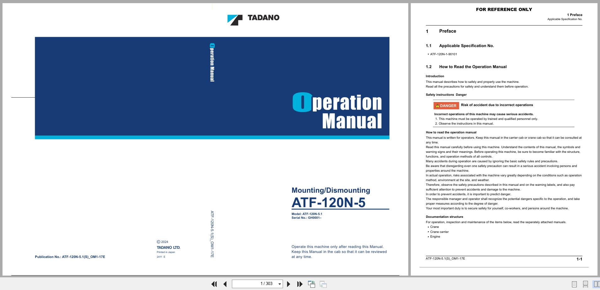 Tadano Crane ATF 120N 5 Operation Manual ATF 120N 5.1(S) OM1 17E 2024 (1)