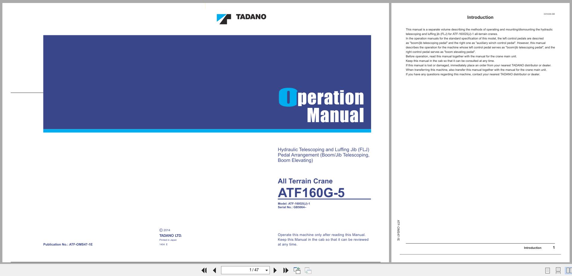 Tadano Crane ATF160G 5 Operation Manual ATF OMS47 1E 2014 (1)