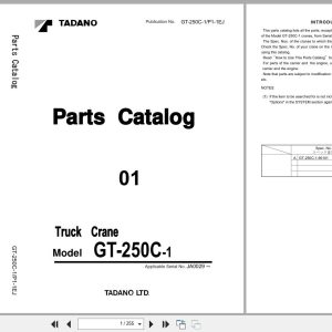 Tadano Crane GT 250C 1 Parts Catalog GT 250C 1 P1 1EJ 2004 EN JP (1)