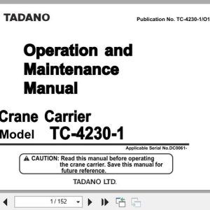 Tadano Crane TC 4230 1 Operation and Maintenance Manual TC 4230 1 O1 1E 2006 (1)