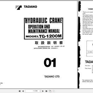 Tadano Crane TG 1200M Operation and Maintenance Manual TG 1200M 1 O 01 EN JP (1)