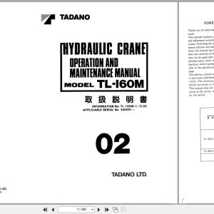 Tadano Crane TL 160M Operation and Maintenance Manual TL 160M 1 O 02 (1)