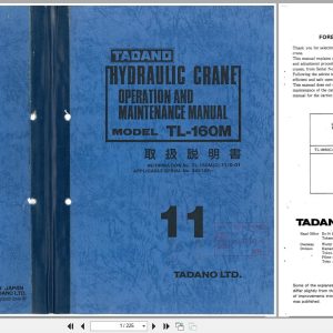 Tadano Crane TL 160M Operation and Maintenance Manual TL 160M(C) 11 O 01 (1)