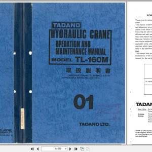 Tadano Crane TL 160M Operation and Maintenance Manual TL 160M(C) 2 O 01 (1)