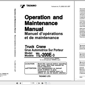 Tadano Crane TL 200E 3 Operation and Maintenance Manual TL 200E 3 O1 2EF EN FR (1)