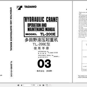 Tadano Crane TL 200E Operation and Maintenance Manual TL 200E 1 O 03C EN JP (1)