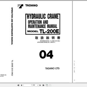 Tadano Crane TL 200E Operation and Maintenance Manual TL 200E 3 O 04EJ EN JP (1)