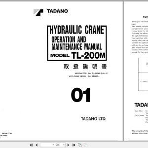 Tadano Crane TL 200M Operation and Maintenance Manual TL 200M 2 O 01 EN JP (1)