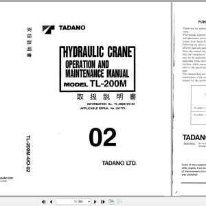 Tadano Crane TL 200M Operation and Maintenance Manual TL 200M 4 O 02 EN JP (1)
