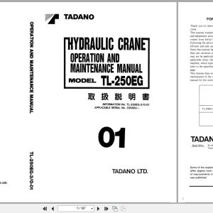 Tadano Crane TL 250EG Operation and Maintenance Manual TL 250EG 3 O 01 EN JP (1)