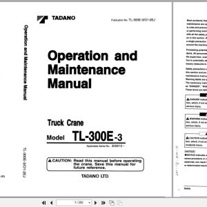 Tadano Crane TL 300E 3 Operation and Maintenance Manual TL 300E 3 O1 2EJ EN JP (1)