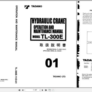 Tadano Crane TL 300E Operation and Maintenance Manual TL 300E 11 O 01 EN JP (1)