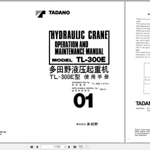 Tadano Crane TL 300E Operation and Maintenance Manual TL 300E 2 O 01C EN JP (1)