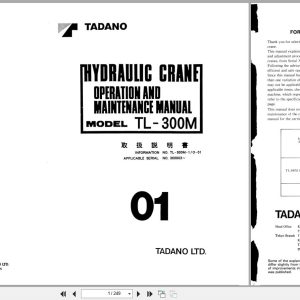 Tadano Crane TL 300M Operation and Maintenance Manual TL 300M 1 O 01 EN JP (1)