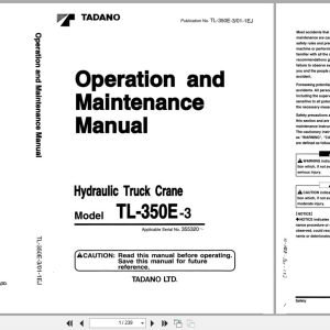Tadano Crane TL 350E 3 Operation and Maintenance Manual TL 350E 3 O1 1EJ EN JP (1)
