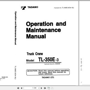 Tadano Crane TL 350E 3 Operation and Maintenance Manual TL 350E 3 O4 1EJ EN JP (1)