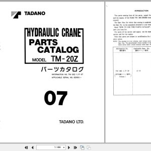 Tadano Crane TM 20Z Parts Catalog TM 20Z 1 P 07 2000 EN JP (1)