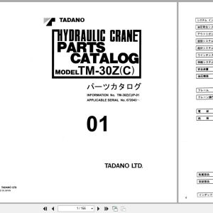 Tadano Crane TM 30Z(C) Parts Catalog TM 30Z(C) 1 P 01 2000 EN JP (1)
