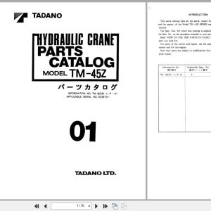 Tadano Crane TM 45Z Parts Catalog TM 45Z(N) 1 P 01 2000 EN JP (1)