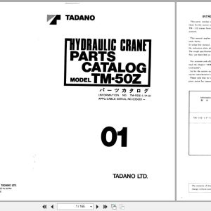 Tadano Crane TM 50Z Parts Catalog TM 50Z 1 P 01 2000 EN JP (1)